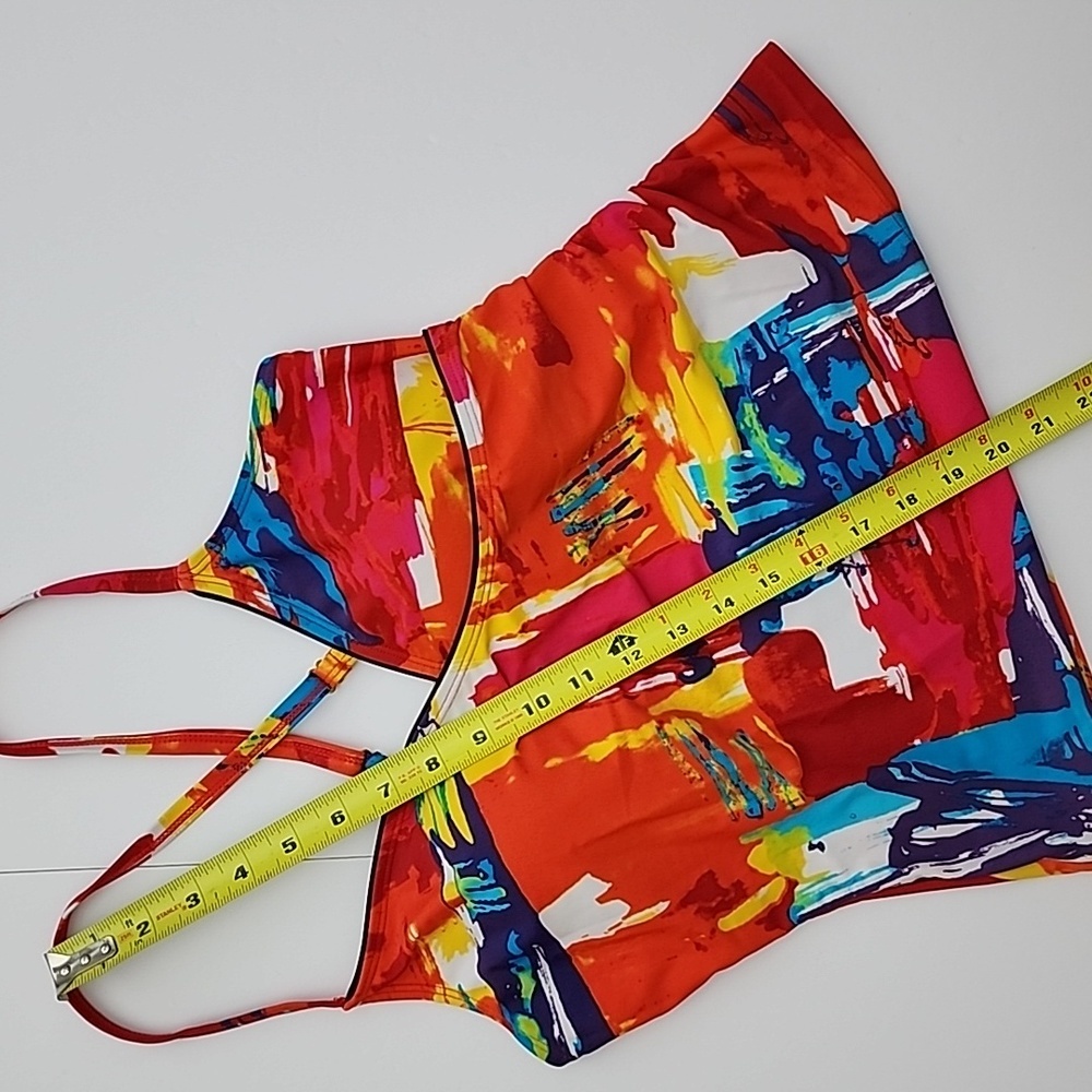 Simon Chang Women's Tankini Top Raceback Multi Colour Red Blue Padded Cups 10 - Picture 12 of 12